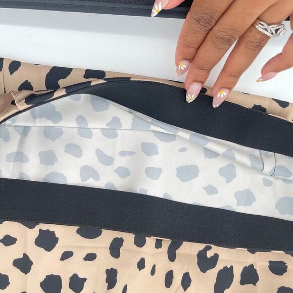 Women’s Cheetah Print Satin Pull-On Midi Skirt XL Tan Black - Picture 6 of 9